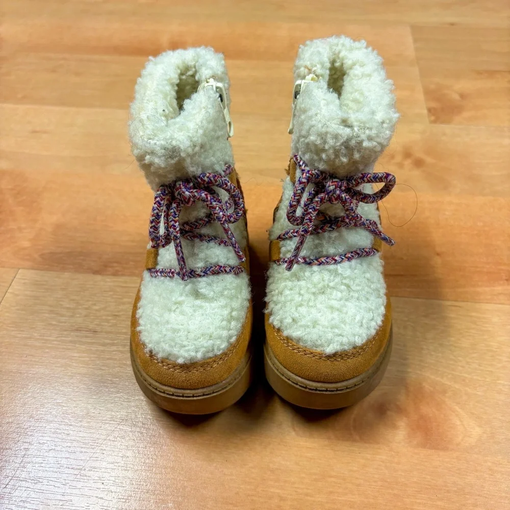 Cat & Jack Tan & Cream Platform Arya Zipper Shearling Winter Boot Toddler Size 5